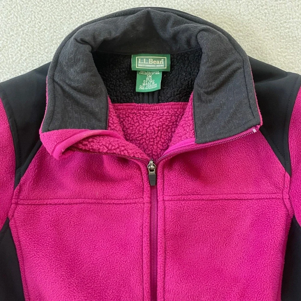 LL Bean‎ Womens Small Fleece Jacket Pink Polartec Full Zip Mock Neck 0FJW2